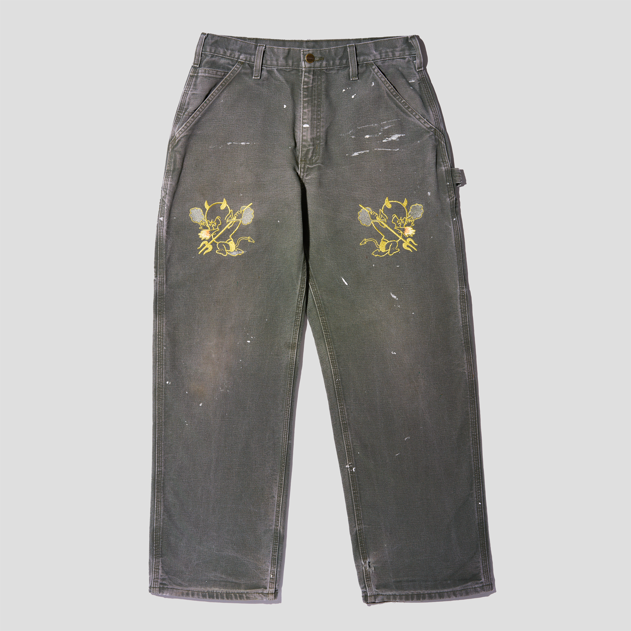 Devil Baby Embroidered Duck Canvas Carpenter Pants