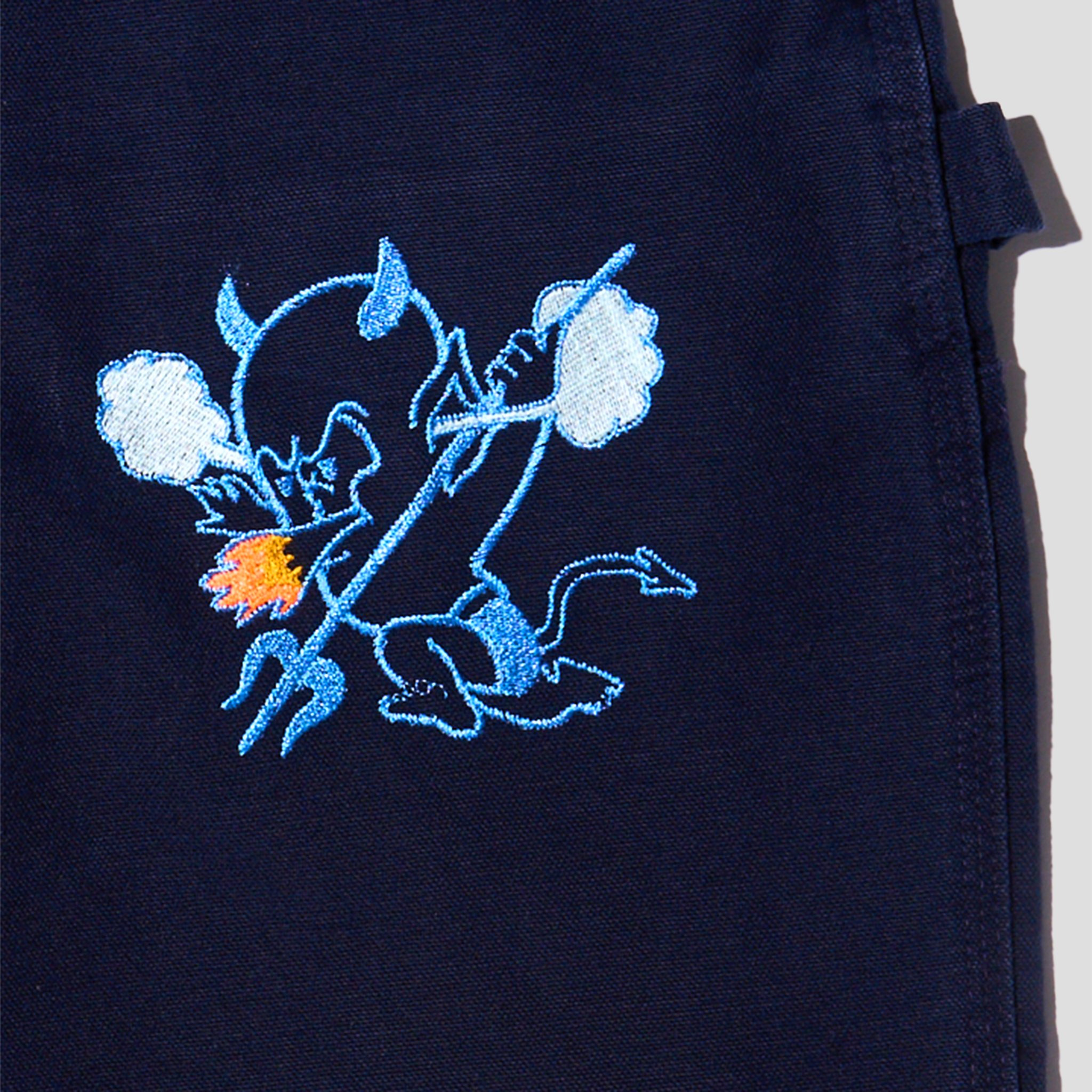 Devil Baby Embroidered Duck Canvas Carpenter Pants (30X30)