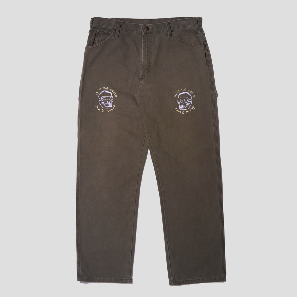 Speed Skull Embroidered Duck Canvas Carpenter Pants (36x32)