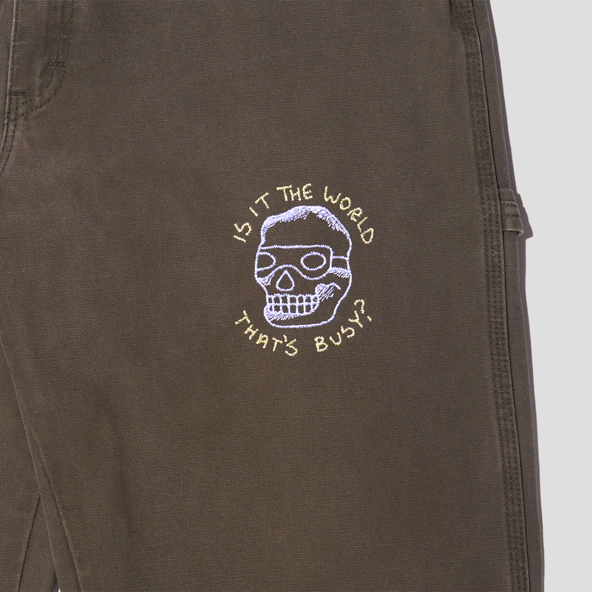 Speed Skull Embroidered Duck Canvas Carpenter Pants (36x32)