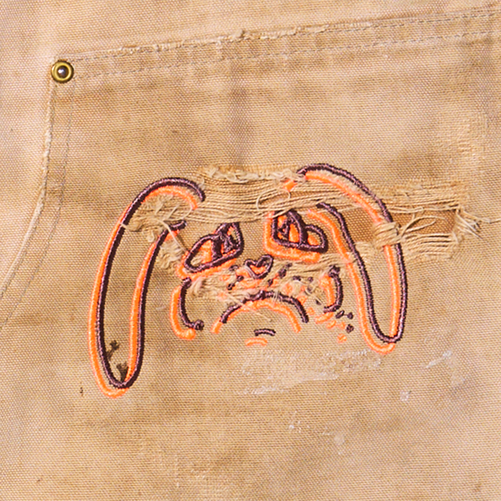 Sad Dogs Embroidered Double Knee Duck Canvas Carpenter Pants (32x29)