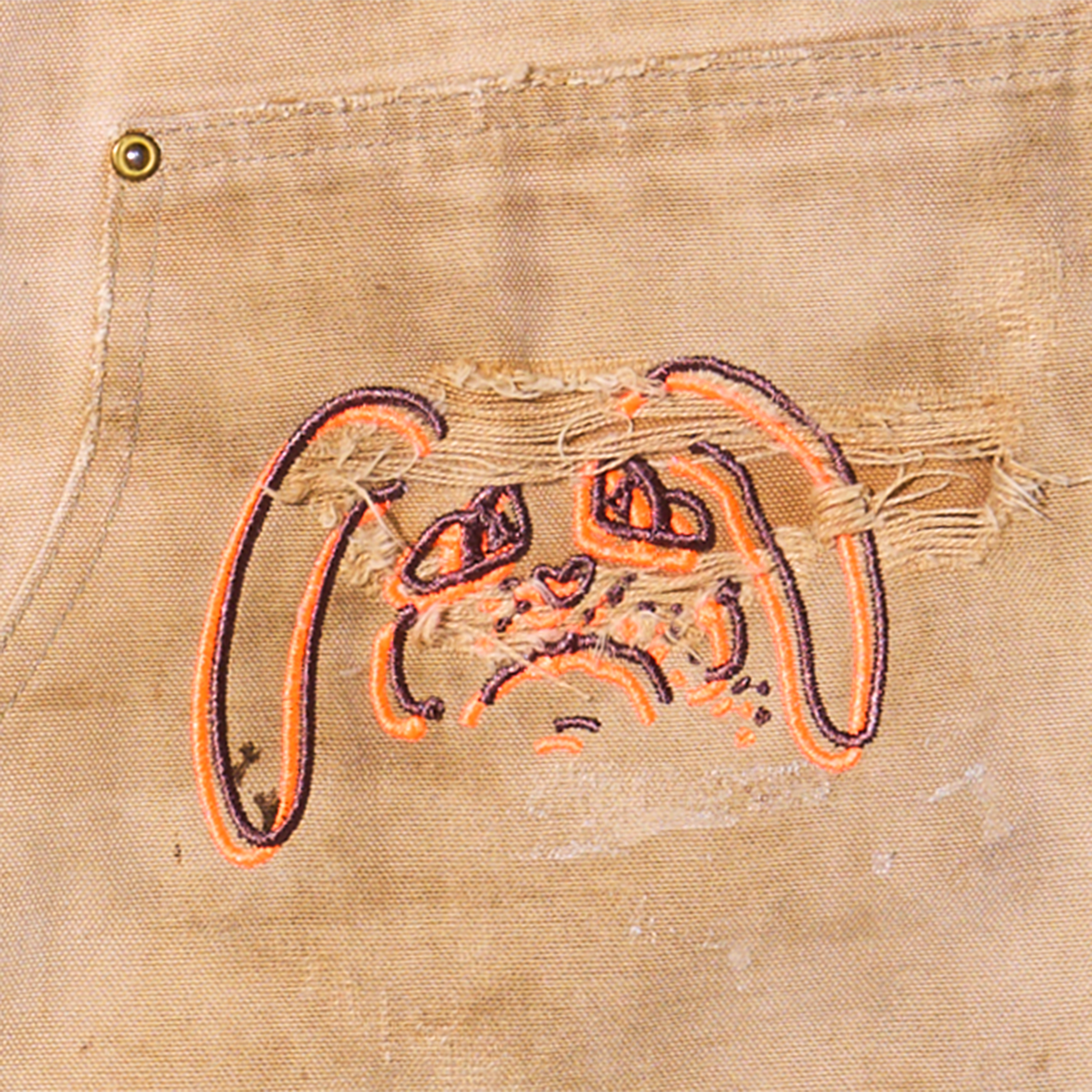 Sad Dogs Embroidered Double Knee Duck Canvas Carpenter Pants (32x29)