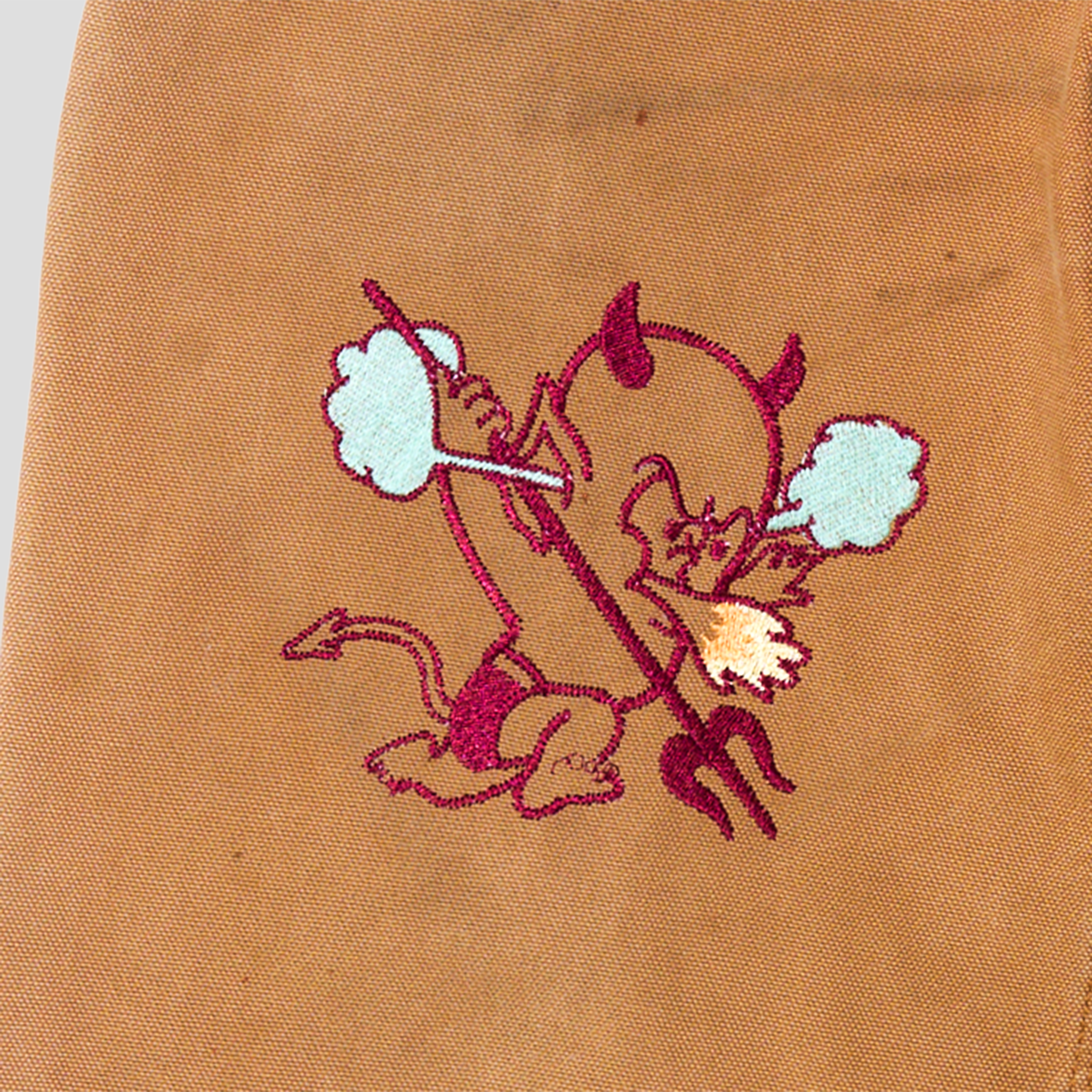 Devil Baby Embroidered Duck Canvas Carpenter Pants (27x27)