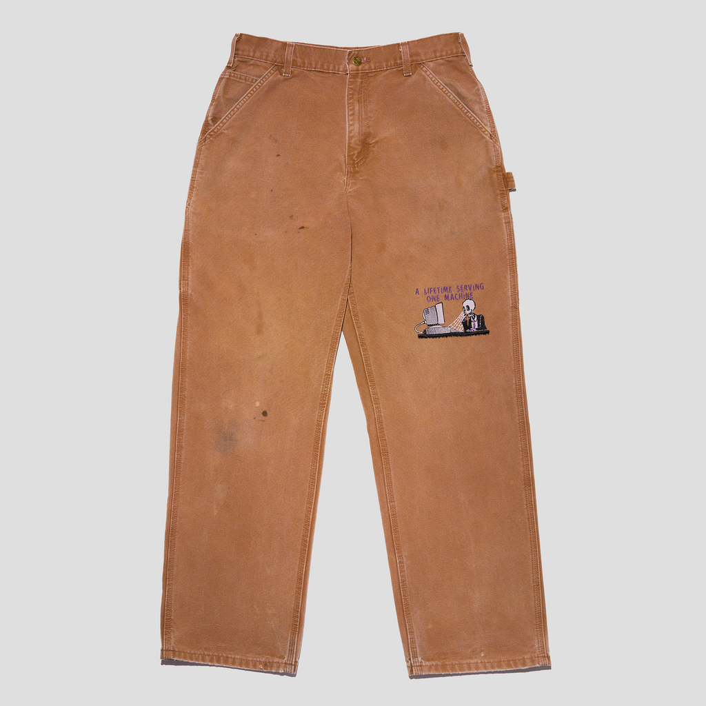 Serving One Machine Embroidered Duck Canvas Carpenter Pants (32x30)