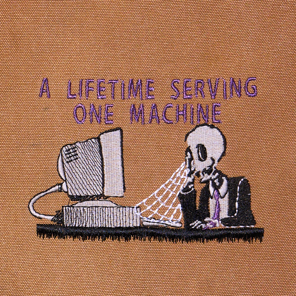 Serving One Machine Embroidered Duck Canvas Carpenter Pants (32x30)